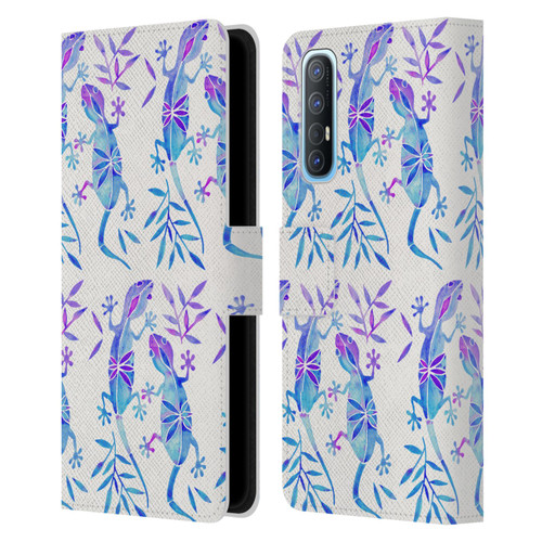 Cat Coquillette Animals 2 Indigo Geckos Leather Book Wallet Case Cover For OPPO Find X2 Neo 5G