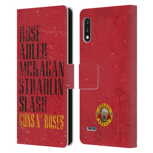 Guns N' Roses Vintage Names Leather Book Wallet Case Cover For LG K22