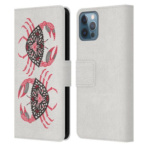 Cat Coquillette Sea Pink Crab Leather Book Wallet Case Cover For Apple iPhone 12 / iPhone 12 Pro