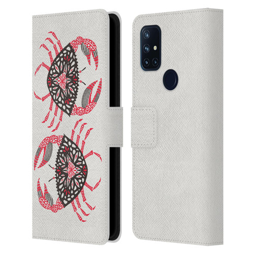 Cat Coquillette Sea Pink Crab Leather Book Wallet Case Cover For OnePlus Nord N10 5G