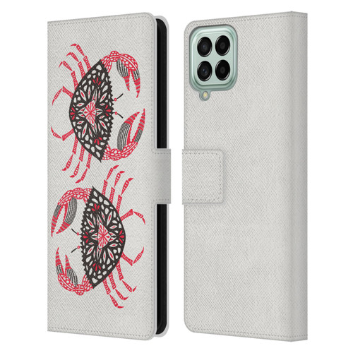 Cat Coquillette Sea Pink Crab Leather Book Wallet Case Cover For Samsung Galaxy M33 (2022)