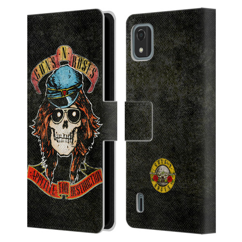 Guns N' Roses Vintage Rose Leather Book Wallet Case Cover For Nokia C2 2nd Edition