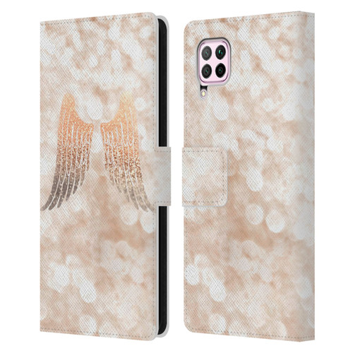 Monika Strigel Champagne Gold Wings Leather Book Wallet Case Cover For Huawei Nova 6 SE / P40 Lite