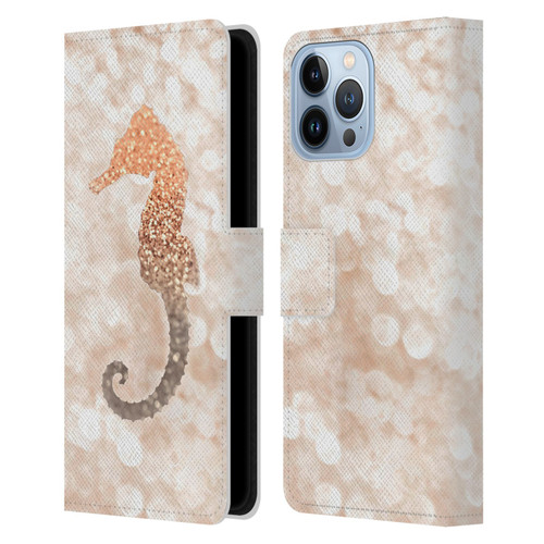 Monika Strigel Champagne Gold Seahorse Leather Book Wallet Case Cover For Apple iPhone 13 Pro Max