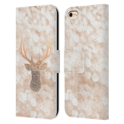 Monika Strigel Champagne Gold Deer Leather Book Wallet Case Cover For Apple iPhone 6 / iPhone 6s