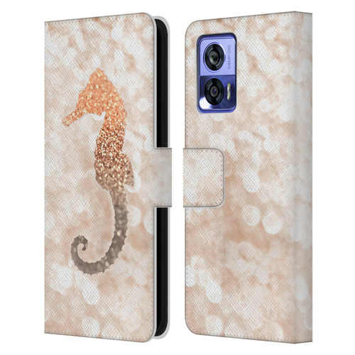 Monika Strigel Champagne Gold Seahorse Leather Book Wallet Case Cover For Motorola Edge 30 Neo 5G