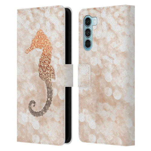 Monika Strigel Champagne Gold Seahorse Leather Book Wallet Case Cover For Motorola Edge S30 / Moto G200 5G