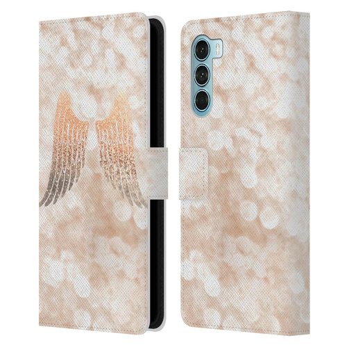 Monika Strigel Champagne Gold Wings Leather Book Wallet Case Cover For Motorola Edge S30 / Moto G200 5G