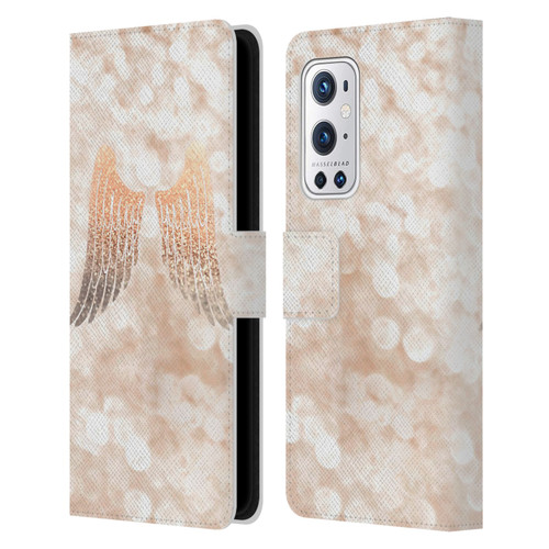 Monika Strigel Champagne Gold Wings Leather Book Wallet Case Cover For OnePlus 9 Pro