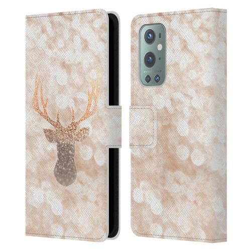 Monika Strigel Champagne Gold Deer Leather Book Wallet Case Cover For OnePlus 9