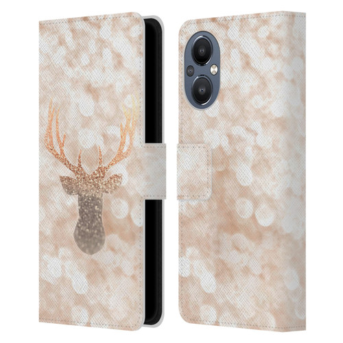 Monika Strigel Champagne Gold Deer Leather Book Wallet Case Cover For OnePlus Nord N20 5G