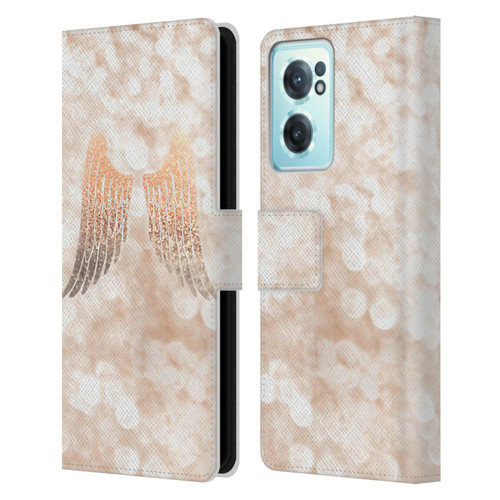 Monika Strigel Champagne Gold Wings Leather Book Wallet Case Cover For OnePlus Nord CE 2 5G