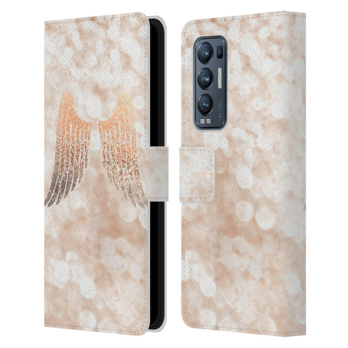 Monika Strigel Champagne Gold Wings Leather Book Wallet Case Cover For OPPO Find X3 Neo / Reno5 Pro+ 5G