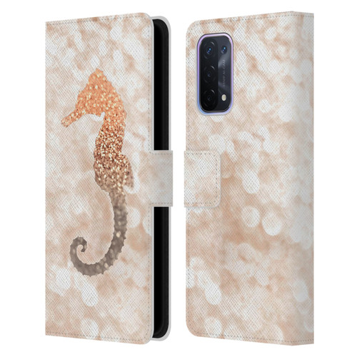 Monika Strigel Champagne Gold Seahorse Leather Book Wallet Case Cover For OPPO A54 5G