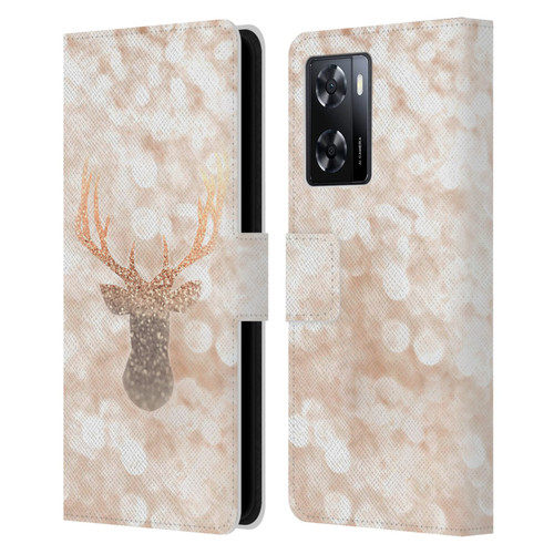 Monika Strigel Champagne Gold Deer Leather Book Wallet Case Cover For OPPO A57s
