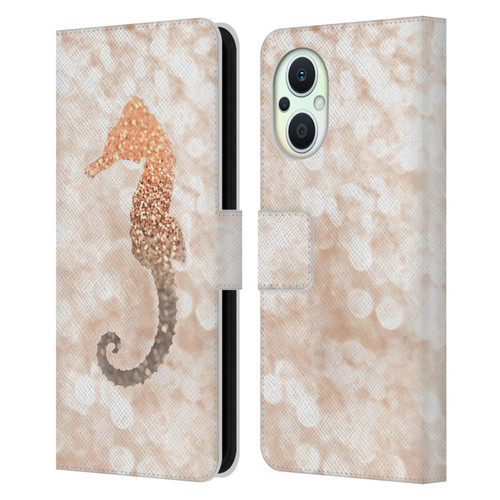 Monika Strigel Champagne Gold Seahorse Leather Book Wallet Case Cover For OPPO Reno8 Lite