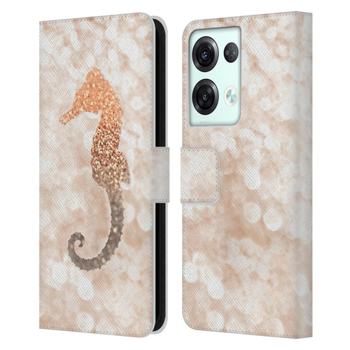 Monika Strigel Champagne Gold Seahorse Leather Book Wallet Case Cover For OPPO Reno8 Pro