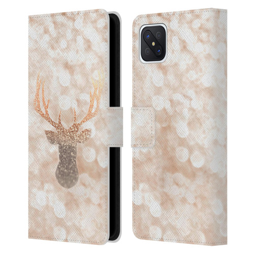 Monika Strigel Champagne Gold Deer Leather Book Wallet Case Cover For OPPO Reno4 Z 5G