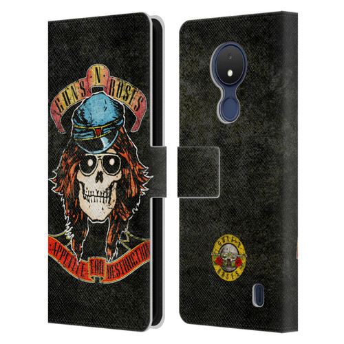 Guns N' Roses Vintage Rose Leather Book Wallet Case Cover For Nokia C21