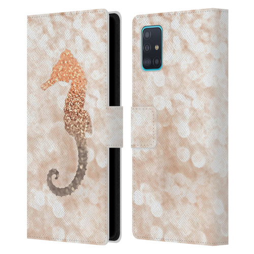 Monika Strigel Champagne Gold Seahorse Leather Book Wallet Case Cover For Samsung Galaxy A51 (2019)