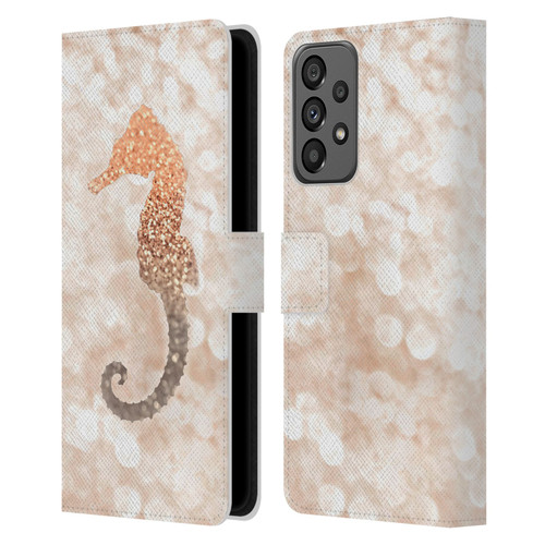 Monika Strigel Champagne Gold Seahorse Leather Book Wallet Case Cover For Samsung Galaxy A73 5G (2022)