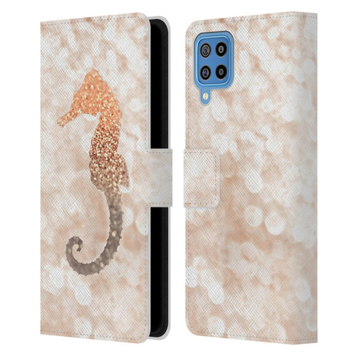 Monika Strigel Champagne Gold Seahorse Leather Book Wallet Case Cover For Samsung Galaxy F22 (2021)