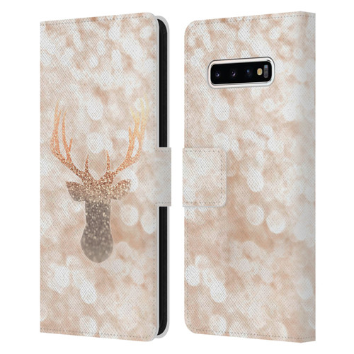 Monika Strigel Champagne Gold Deer Leather Book Wallet Case Cover For Samsung Galaxy S10+ / S10 Plus