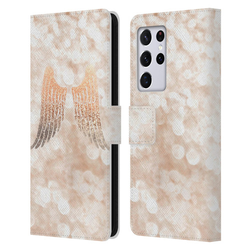 Monika Strigel Champagne Gold Wings Leather Book Wallet Case Cover For Samsung Galaxy S21 Ultra 5G