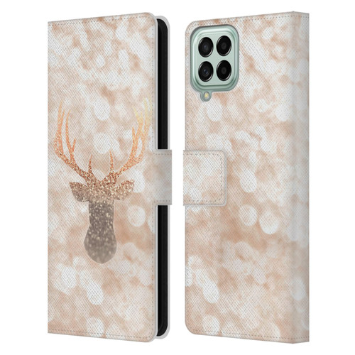 Monika Strigel Champagne Gold Deer Leather Book Wallet Case Cover For Samsung Galaxy M53 (2022)