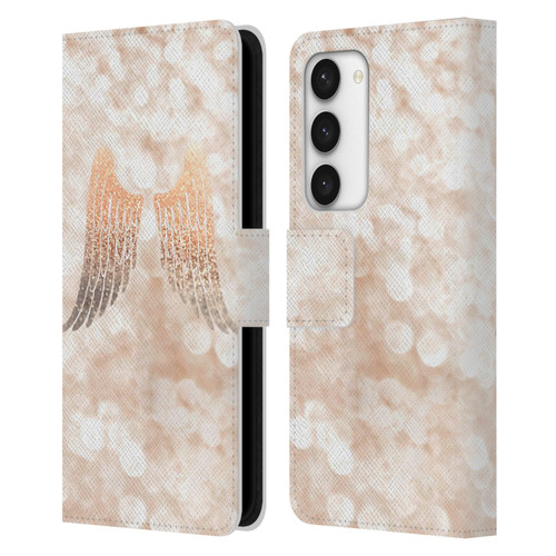 Monika Strigel Champagne Gold Wings Leather Book Wallet Case Cover For Samsung Galaxy S23 5G