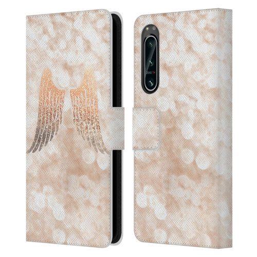 Monika Strigel Champagne Gold Wings Leather Book Wallet Case Cover For Sony Xperia 5 IV