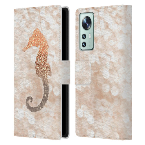 Monika Strigel Champagne Gold Seahorse Leather Book Wallet Case Cover For Xiaomi 12