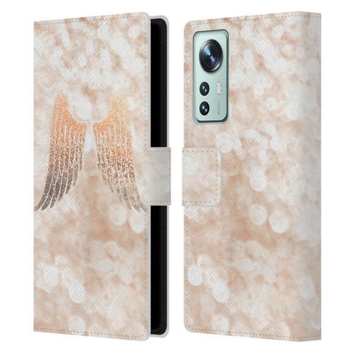 Monika Strigel Champagne Gold Wings Leather Book Wallet Case Cover For Xiaomi 12