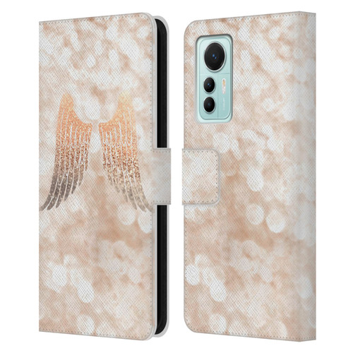 Monika Strigel Champagne Gold Wings Leather Book Wallet Case Cover For Xiaomi 12 Lite