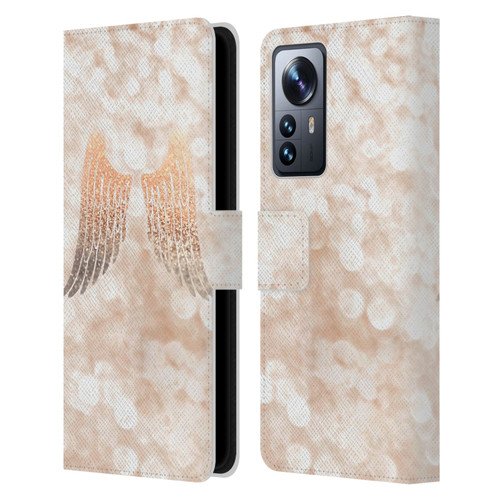 Monika Strigel Champagne Gold Wings Leather Book Wallet Case Cover For Xiaomi 12 Pro