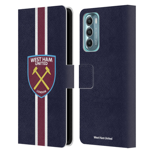 West Ham United FC Crest Stripes Leather Book Wallet Case Cover For Motorola Moto G Stylus 5G (2022)