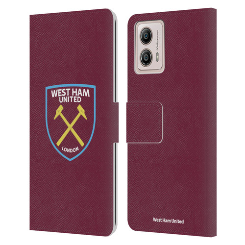 West Ham United FC Crest Full Colour Leather Book Wallet Case Cover For Motorola Moto G53 5G