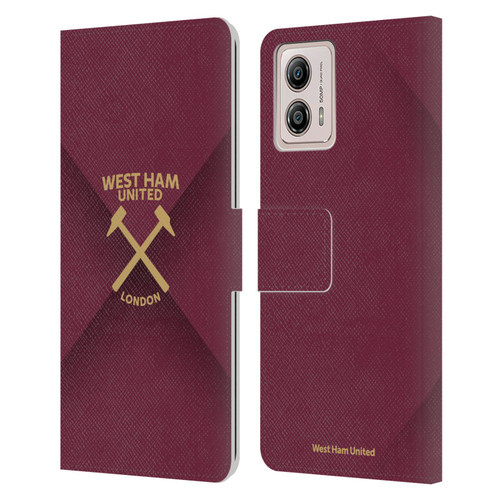 West Ham United FC Hammer Marque Kit Gradient Leather Book Wallet Case Cover For Motorola Moto G53 5G