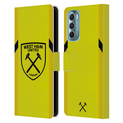 West Ham United FC 2023/24 Crest Kit Away Goalkeeper Leather Book Wallet Case Cover For Motorola Moto G Stylus 5G (2022)
