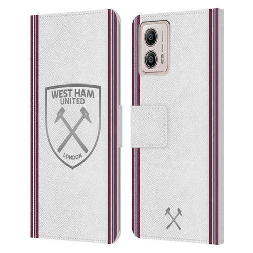 West Ham United FC 2023/24 Crest Kit Away Leather Book Wallet Case Cover For Motorola Moto G53 5G