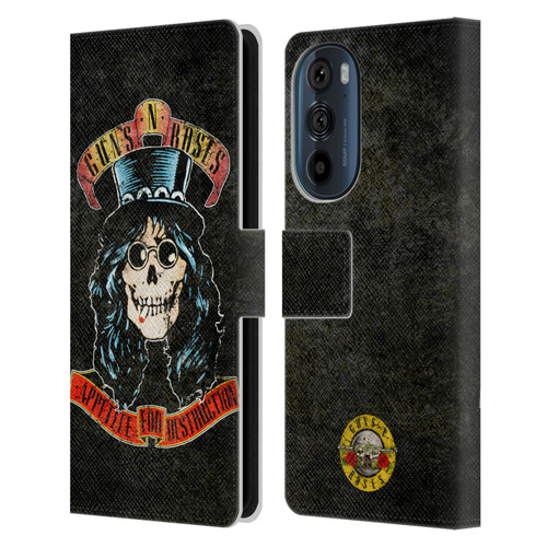 Guns N' Roses Vintage Slash Leather Book Wallet Case Cover For Motorola Edge 30