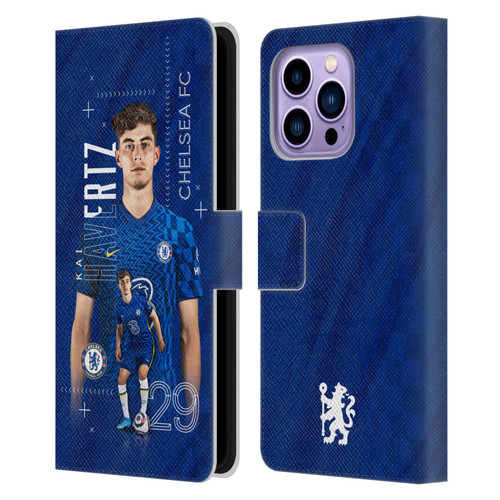 Chelsea Football Club 2021/22 First Team Kai Havertz Leather Book Wallet Case Cover For Apple iPhone 14 Pro Max