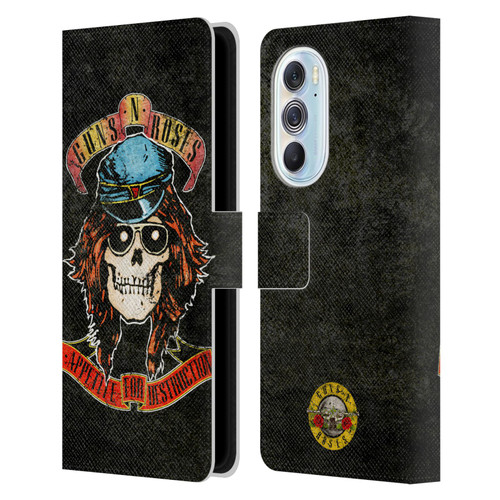 Guns N' Roses Vintage Rose Leather Book Wallet Case Cover For Motorola Edge X30