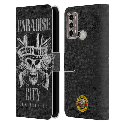 Guns N' Roses Vintage Paradise City Leather Book Wallet Case Cover For Motorola Moto G60 / Moto G40 Fusion