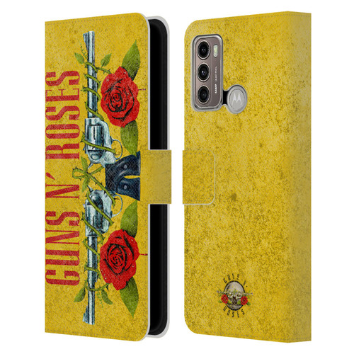 Guns N' Roses Vintage Pistols Leather Book Wallet Case Cover For Motorola Moto G60 / Moto G40 Fusion