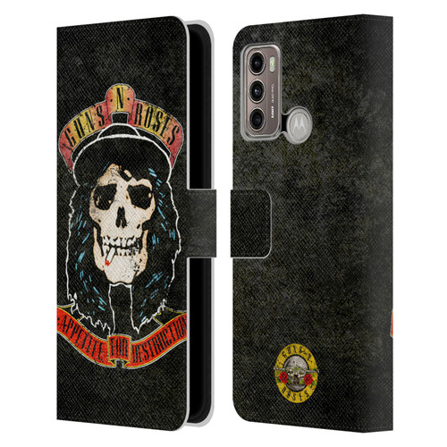 Guns N' Roses Vintage Stradlin Leather Book Wallet Case Cover For Motorola Moto G60 / Moto G40 Fusion