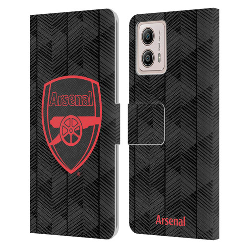 Arsenal FC Crest and Gunners Logo Black Leather Book Wallet Case Cover For Motorola Moto G53 5G