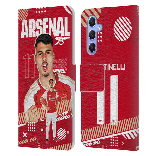 Arsenal FC 2023/24 First Team Gabriel Leather Book Wallet Case Cover For Samsung Galaxy A34 5G