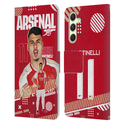 Arsenal FC 2023/24 First Team Gabriel Leather Book Wallet Case Cover For Samsung Galaxy A54 5G