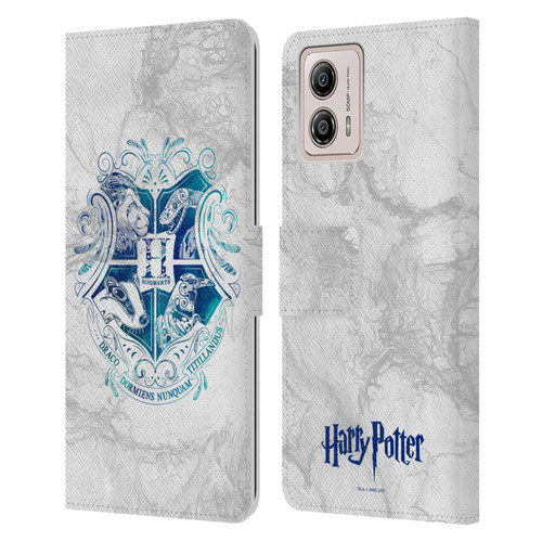 Harry Potter Deathly Hallows IX Hogwarts Aguamenti Leather Book Wallet Case Cover For Motorola Moto G53 5G